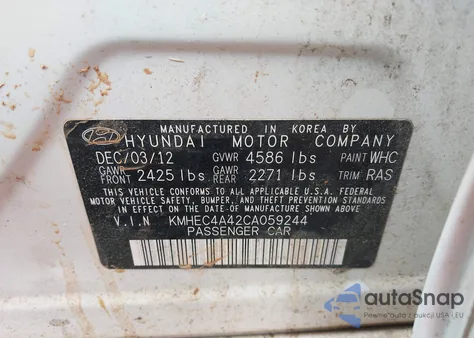 2012 Hyundai Sonata Hybrid z USA, uszkodzony, nr VIN KMHEC4A42CA059244
